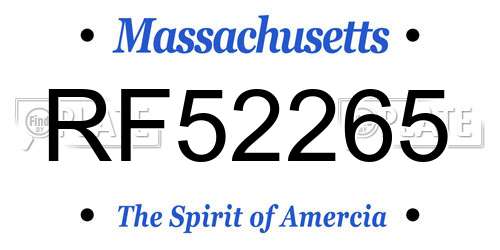 RF52265 Massachusetts License Plate