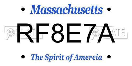RF8E7A Massachusetts License Plate