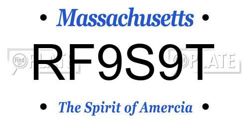 RF9S9T Massachusetts License Plate