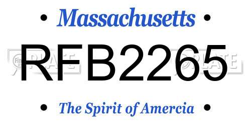 RFB2265 Massachusetts License Plate