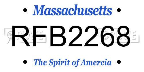 RFB2268 Massachusetts License Plate