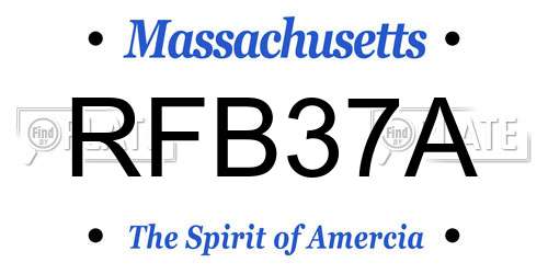 RFB37A Massachusetts License Plate