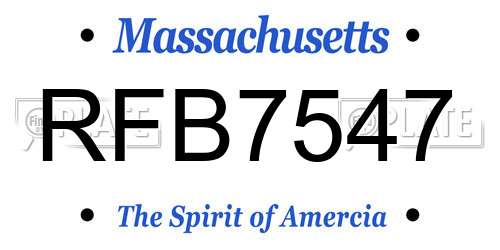RFB7547 Massachusetts License Plate