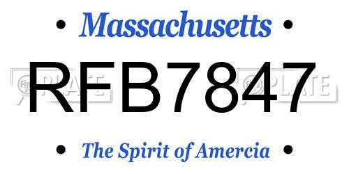 RFB7847 Massachusetts License Plate