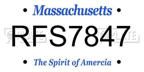 RFS7847 Massachusetts License Plate