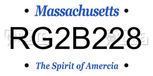 RG2B228 Massachusetts License Plate