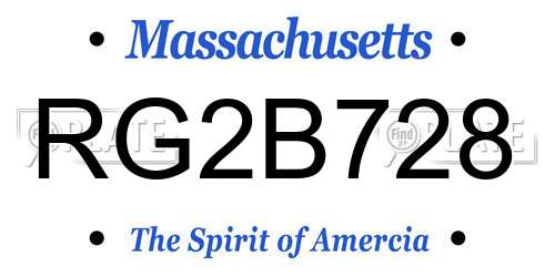 RG2B728 Massachusetts License Plate