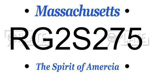RG2S275 Massachusetts License Plate