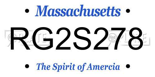 RG2S278 Massachusetts License Plate