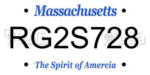RG2S728 Massachusetts License Plate