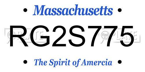 RG2S775 Massachusetts License Plate