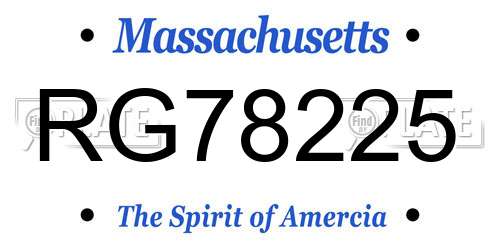 RG78225 Massachusetts License Plate