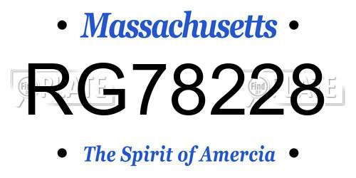 RG78228 Massachusetts License Plate