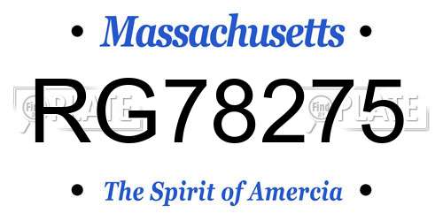 RG78275 Massachusetts License Plate
