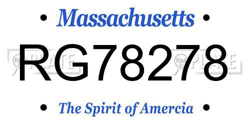 RG78278 Massachusetts License Plate