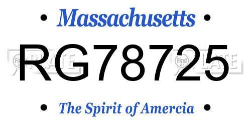 RG78725 Massachusetts License Plate
