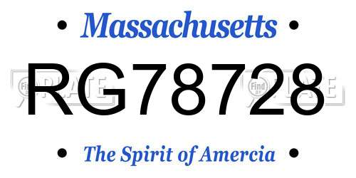 RG78728 Massachusetts License Plate