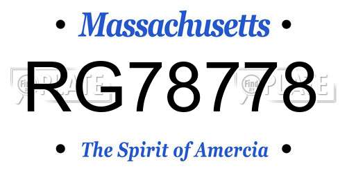 RG78778 Massachusetts License Plate