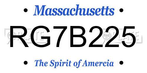 RG7B225 Massachusetts License Plate