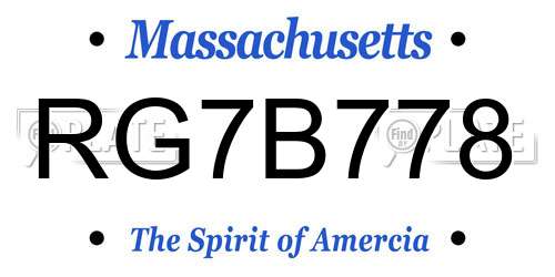 RG7B778 Massachusetts License Plate