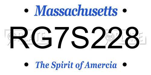 RG7S228 Massachusetts License Plate