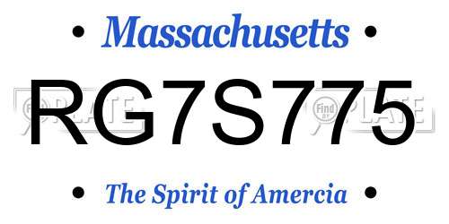 RG7S775 Massachusetts License Plate