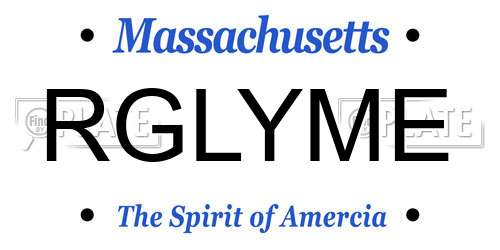 RGLYME Massachusetts License Plate