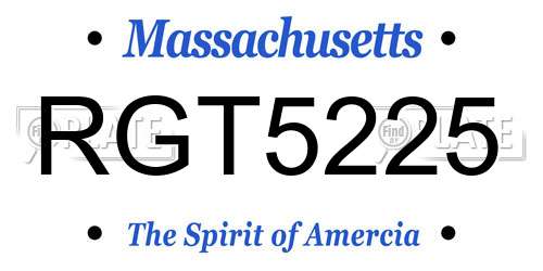 RGT5225 Massachusetts License Plate
