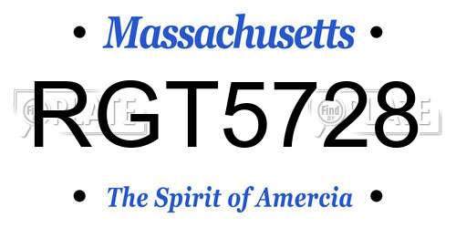 RGT5728 Massachusetts License Plate