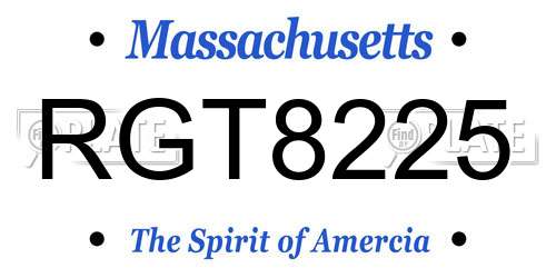RGT8225 Massachusetts License Plate