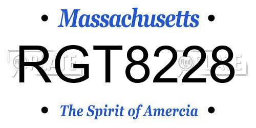RGT8228 Massachusetts License Plate
