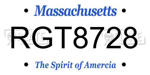 RGT8728 Massachusetts License Plate
