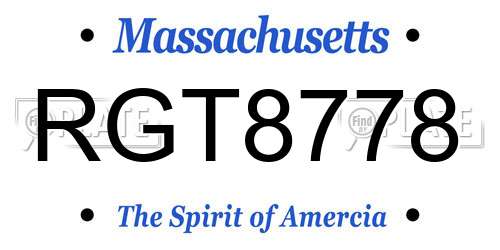 RGT8778 Massachusetts License Plate
