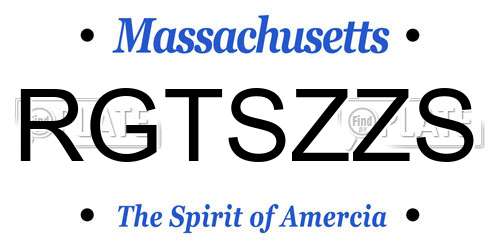 RGTSZZS Massachusetts License Plate
