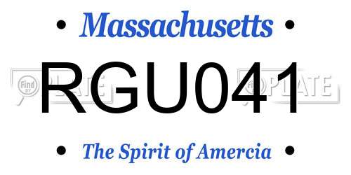 RGU041 Massachusetts License Plate