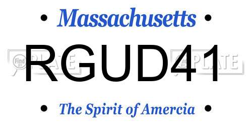 RGUD41 Massachusetts License Plate