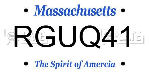 RGUQ41 Massachusetts License Plate