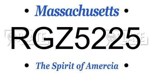RGZ5225 Massachusetts License Plate