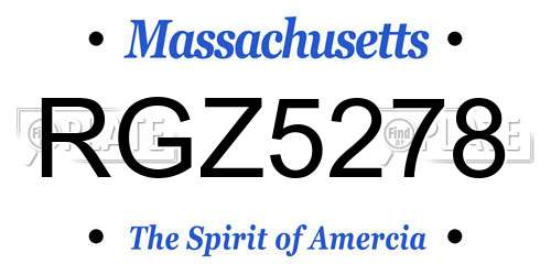 RGZ5278 Massachusetts License Plate