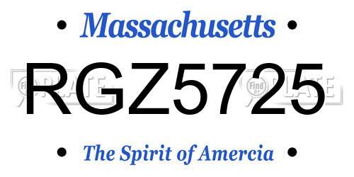 RGZ5725 Massachusetts License Plate