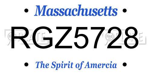 RGZ5728 Massachusetts License Plate