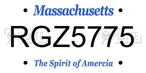 RGZ5775 Massachusetts License Plate