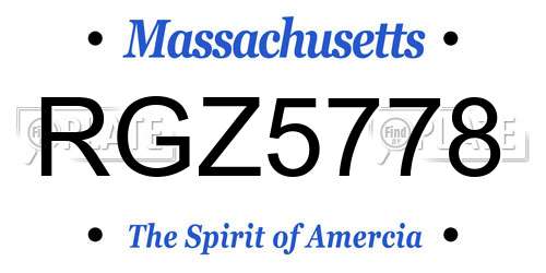 RGZ5778 Massachusetts License Plate