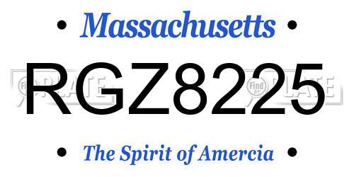 RGZ8225 Massachusetts License Plate