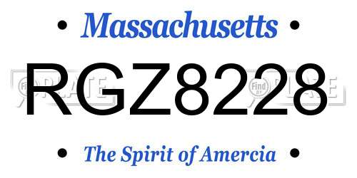 RGZ8228 Massachusetts License Plate