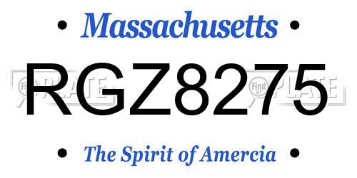 RGZ8275 Massachusetts License Plate