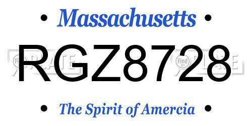 RGZ8728 Massachusetts License Plate