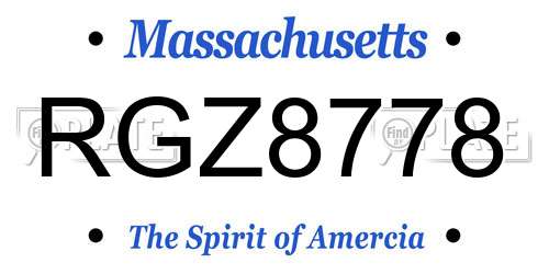 RGZ8778 Massachusetts License Plate