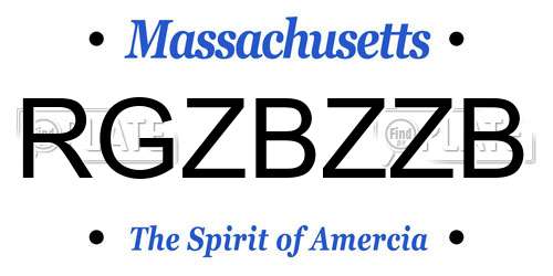 RGZBZZB Massachusetts License Plate