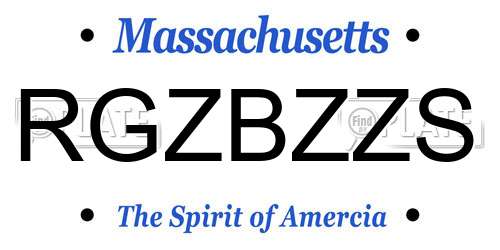 RGZBZZS Massachusetts License Plate